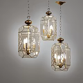 Elegant Hanging Glass Chandeliers With Brass Frame And Candle Shaped Bulbs