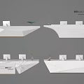 Modern Reception Desk Designs Featuring Marble Top Decorative Plants And Computer Monitors 3d model