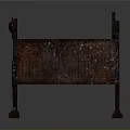 Dark Wooden Furniture Carved Bench With Intricate Details Decorative Armrests And Cushion