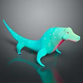 Game Movie Character Blue Lizard Like Creature With White Spots And Shiny Reflection