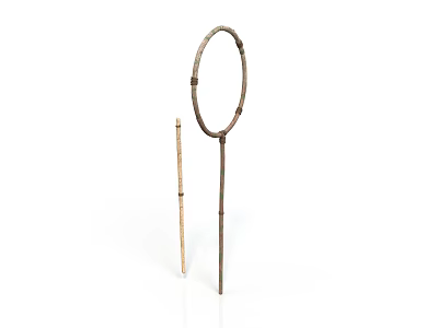 Industrial Equipment Metal Components Long Pole With Circular Ring And Short Rod For Industrial Operations 3d model