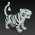 Artistic Tiger Sculpture With Black Striped Design And Tail Hanging Bell Ornament