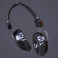 Premium Black Over Ear Headphones With Leather Earpads Metal Frame And RGB Lighting