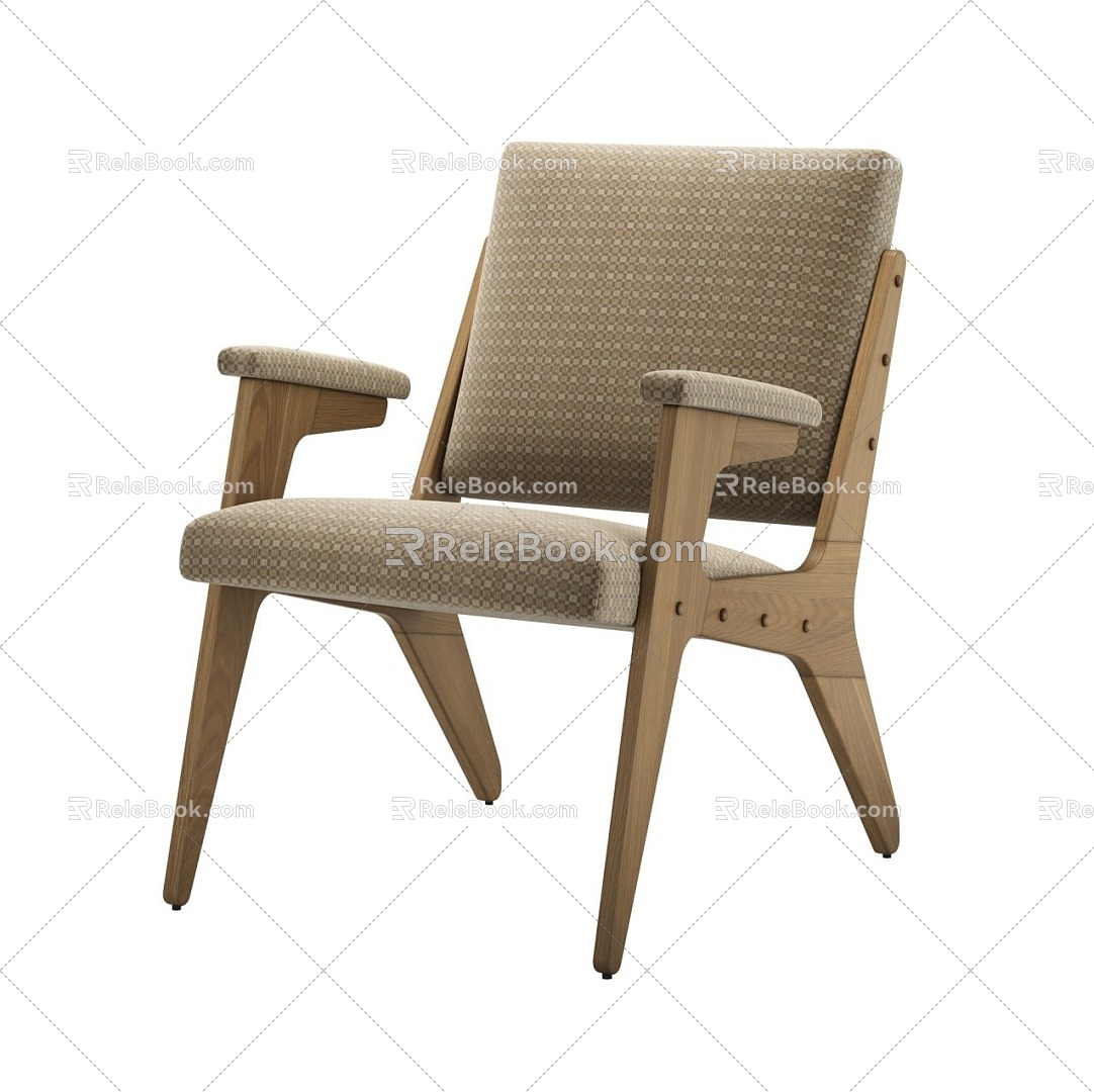 Cream wind armchair chair chair 3d model