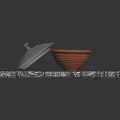Unique Terracotta Bowl With Transparent Lid On Snowflake Textured Base