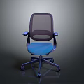 Modern Office Chair With Mesh Back Blue Seat Armrests And Wheeled Base
