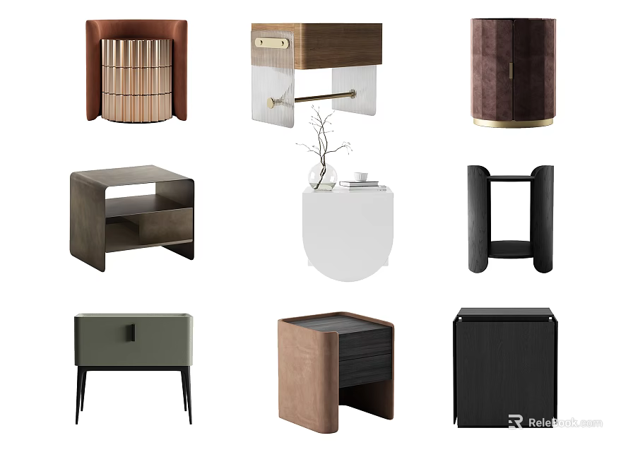Various Modern Nightstand Designs With Storage Features And Unique Style Elements 3d model