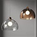 Elegant Modern Transparent And Gold Hemispherical Pendant Lights With Shiny Finish