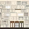 Various Door And Window Samples Display On Wall With Cafe Entrance Designs 3d model