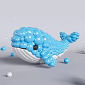 Inflatable Blue Whale Figure Made of Spherical Balls with Surrounding Small Spheres