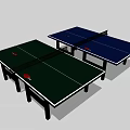 Green and Blue Table Tennis Tables as Sports Equipment with Ping Pong Rackets and Balls