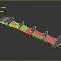 Industrial Conveyor Belt Structure With Support Pillars And Metal Frame