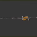 3D Rendered Metallic Machine Gun With Orange Components And Spring Mechanism