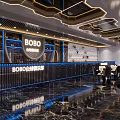 BOBO Billiard Room Modern Interior With Stylish Lighting Bar Counter And Seating