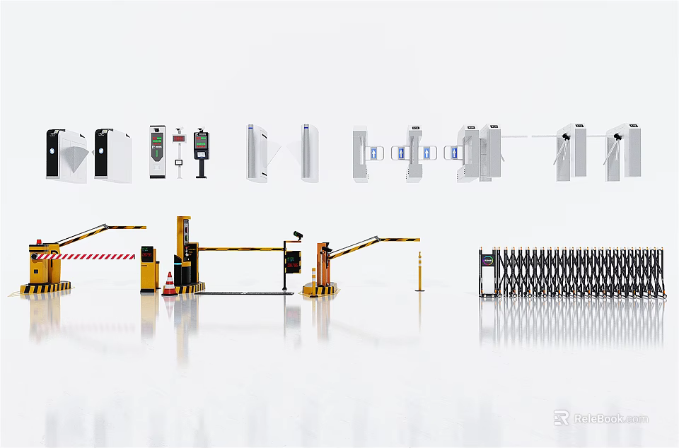 Public Facilities Security Equipment Including Boom Barriers Railings And Access Control Gates 3d model 
