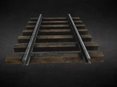 Train Traveling on Railroad Tracks with Wooden Sleepers and Steel Rails 3d model