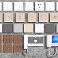 Various Color Switch Panels With Different Types And Functional Smart Controls 3d model