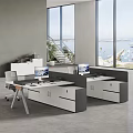 Modern Spacious Public Office Area Equipped With Functional Workstations And Large Panoramic Seaview Windows