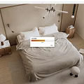 Modern Double Bed Interior With Beige Linen Bedding Bedside Tables And Lamps