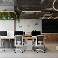 Modern Public Office Space With Open Layout Work Desks Ergonomic Chairs And Greenery
