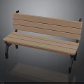 Simple Wooden Bench With Slatted Backrest Seat And Sturdy Metal Legs For Furniture