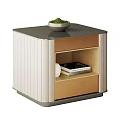 Modern Bedside Tables With Open Storage Books Decorative White Ball And Green Plant Bowl