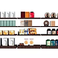 Assorted Household Items On Multi-layer Shelves With Tea Boxes Biscuit Tins Canned Foods