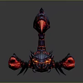 Black Scorpion Character Design With Red Glowing Lava Like Appendages And Sharp Claws