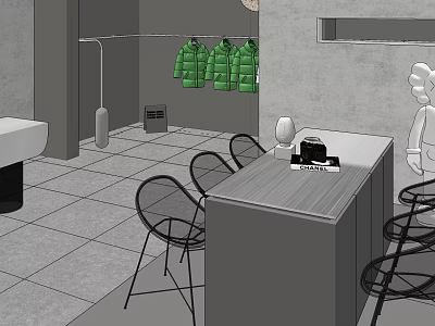 Modern Table and Chair Combination Fashion Brand Women's Clothing Store Window Model 3d model