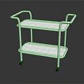 Two Tier White Utility Cart With Metal Frame And Rolling Casters
