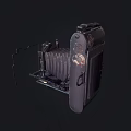 Vintage Folding Camera With Leather Bellows And Metal Parts Retro Design