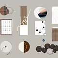 Modern Wall Decorations With Geometric Shapes Circular Plates Leaf Patterns And Metallic Accents 3d model