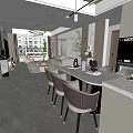 Modern Living and Dining Room Interior With Sofa Coffee Table Floor Lamp And Decorative Painting