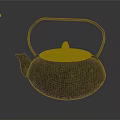 Traditional Rustic Iron Teapot With Curved Handle And Lid For Home Use