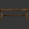 Vintage Wooden Dining Table with Plank Top and Carved Legs Rustic Design