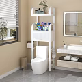 Modern White Bathroom Cabinet Rack With Multi Layer Storage And Toiletries Organizer