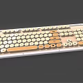 Mechanical Computer Keyboard with Round Keycaps and Orange White Color Design 3d model