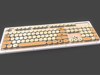 Mechanical Computer Keyboard with Round Keycaps and Orange White Color Design 3d model