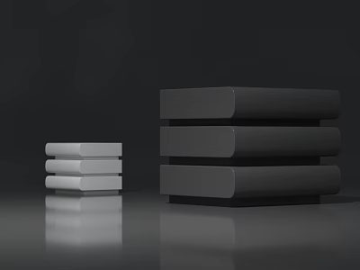 Modern Stacked Bedside Tables In White And Gray With Smooth Reflective Surface 3d model