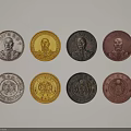 Vintage Coin Decorative Ornament Set With Various Colors Portrait And Inscription Designs