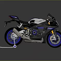 Black White And Blue Racing Motorcycle With Sporty Design And Blue Wheels