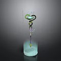 Decorative Water Fountain Sculpture With Transparent Base Spiral Metal And Water Droplets