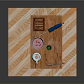 Wooden Chest With White Mug Green Cup Sunglasses Book Blue Brush Pink Lid On Mat