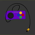 Purple Computer Game Controller With Black Joystick Colorful Buttons And Yellow Plug Cable 3d model