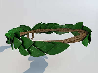 Green Leaf Woven Headpiece Jewelry With Natural Brown Braided Band 3d model