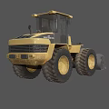 Yellow Functional Construction Loader With Large Tires And Front Bucket 3d model