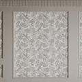 Elegant Bedroom Accent Wall With Intricate Floral Pattern And Paneled Borders 3d model
