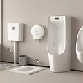 Modern Bathroom With Wall Mounted Urinal Toilet Paper Holder And Sink