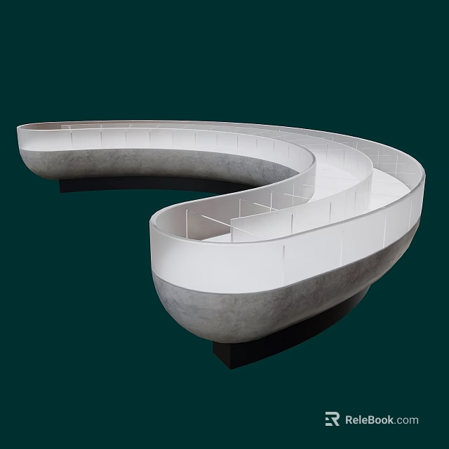 Modern Spiral Wine Cabinet With White And Gray Sleek Design And Display Shelves 3d model 