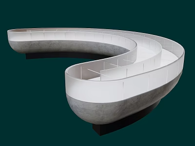 Modern Spiral Wine Cabinet With White And Gray Sleek Design And Display Shelves 3d model